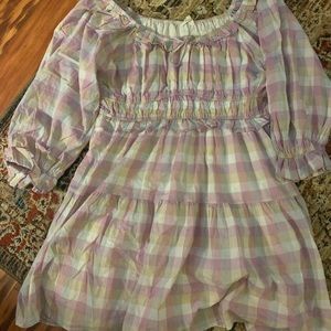 Lavender plaid ruffle dress
